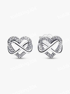 Sparkling Infinity Heart Stud Earrings